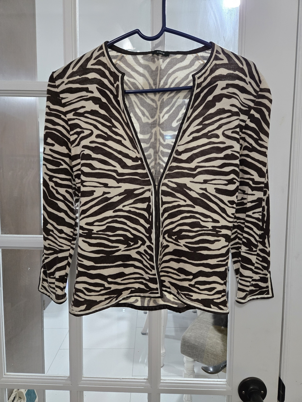 J. Crew Zebra-Print Open Front Top - Black & Cream